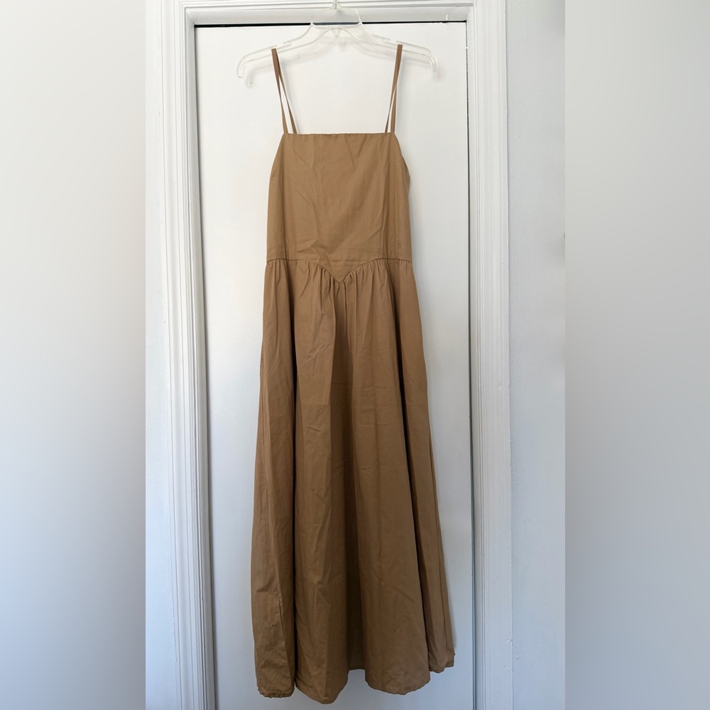 Jopna Camel Midi Corset Dress with Straps - L